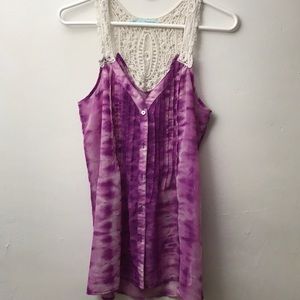 Purple button up tank top